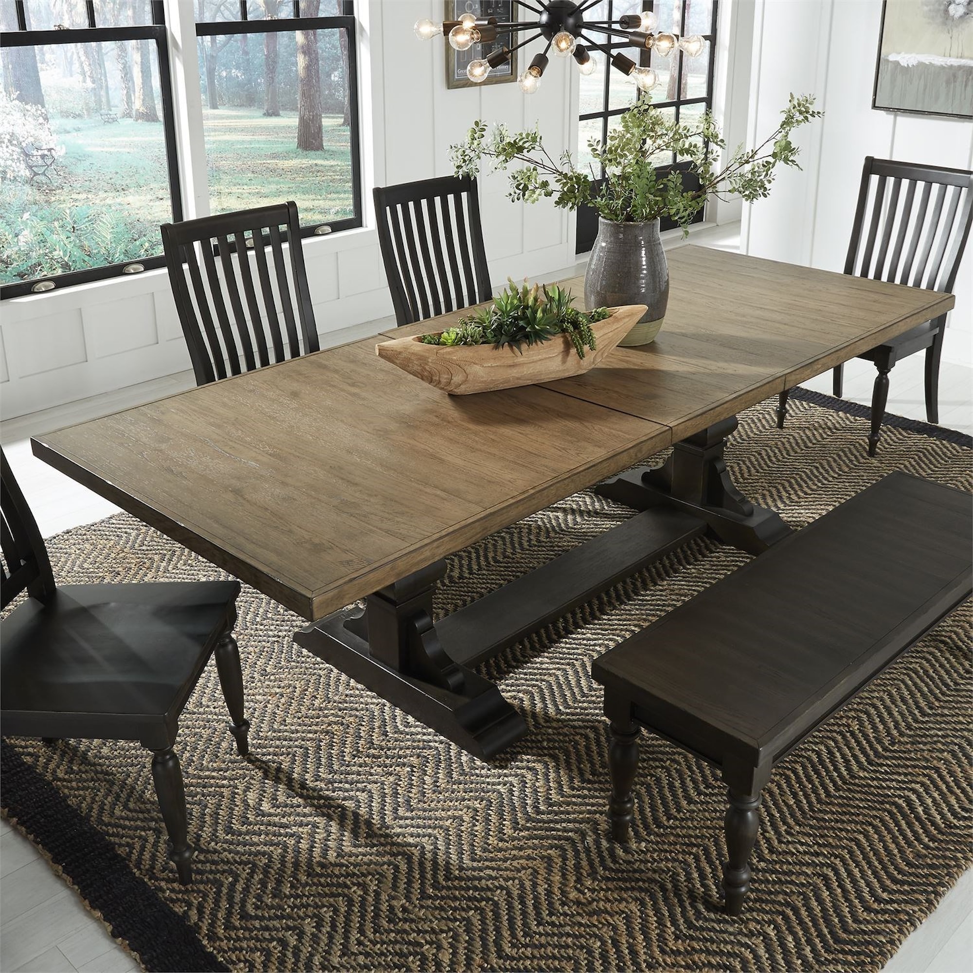 Liberty Furniture Harvest Home 879DRTRS Relaxed Vintage TwoToned Trestle Table Royal